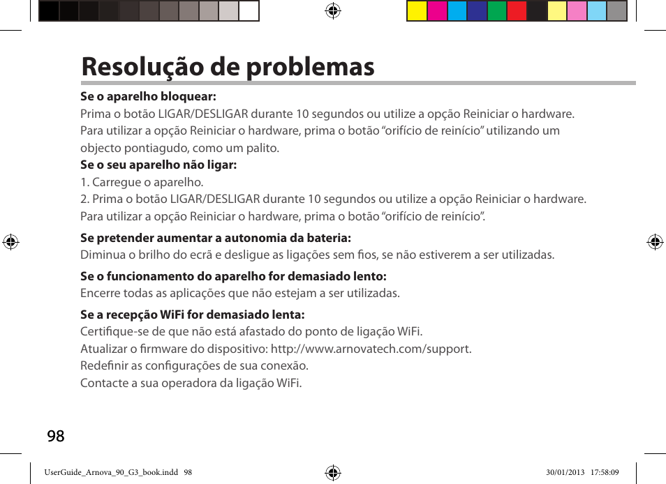 Resolução de problemas | ARNOVA 90 G3 User Manual | Page 98 / 114