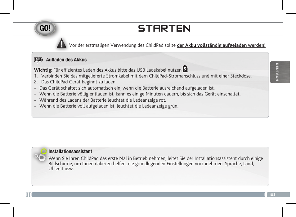 Starten | ARNOVA ChildPadUser Guide User Manual | Page 21 / 71