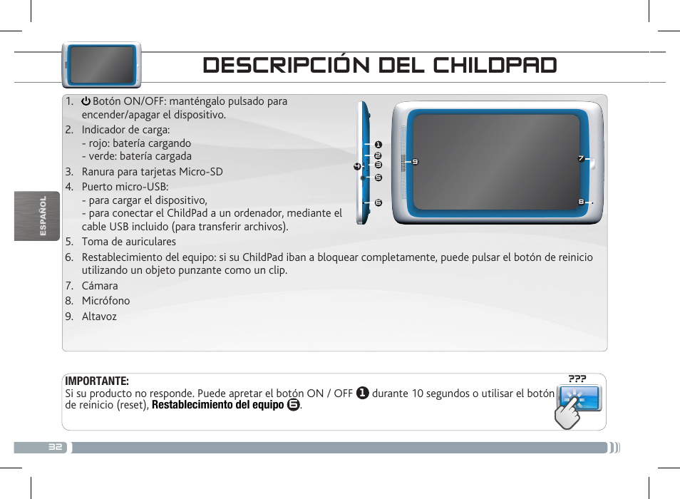Conexión a una red wifi descripción del childpad | ARNOVA ChildPadUser Guide User Manual | Page 32 / 71