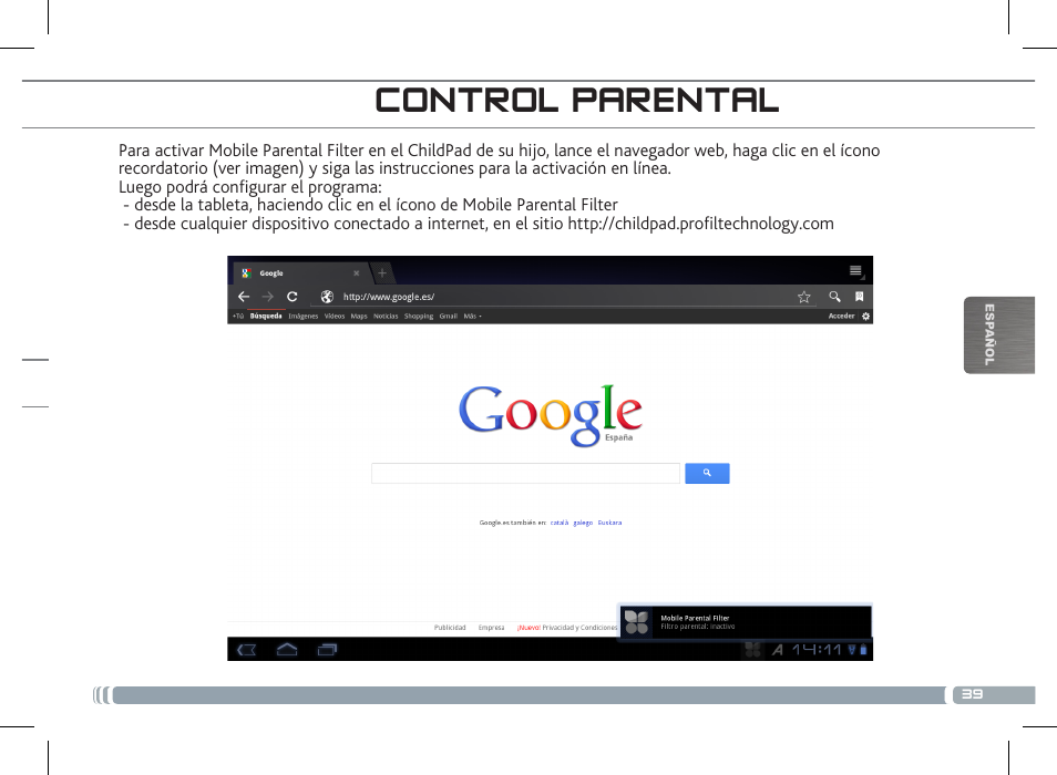Control parental ¡registre su childpad | ARNOVA ChildPadUser Guide User Manual | Page 39 / 71
