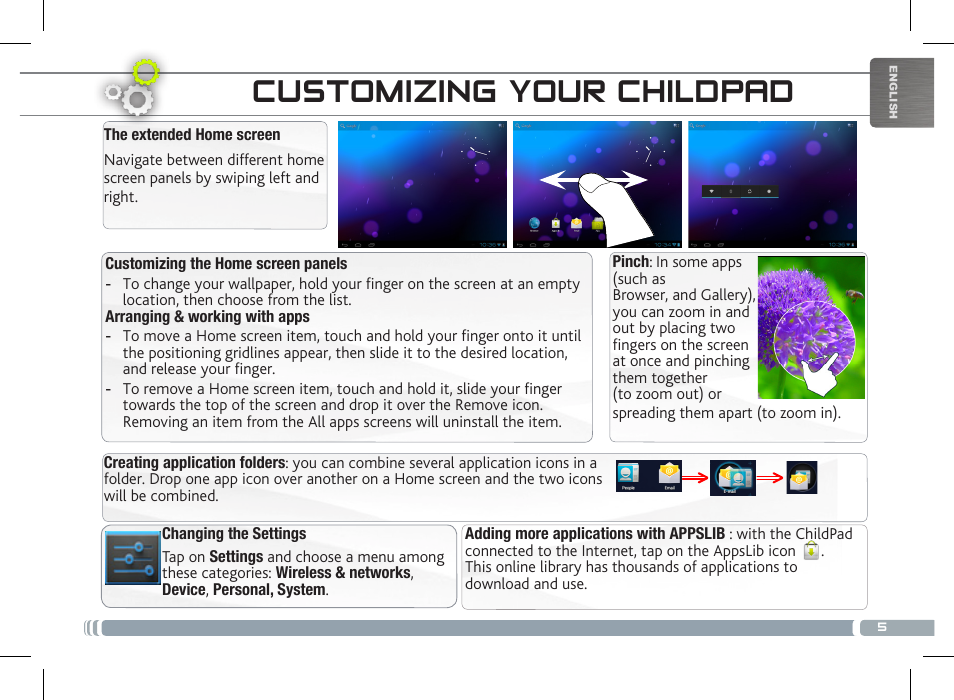 The childpad interface, Customizing your childpad | ARNOVA ChildPadUser Guide User Manual | Page 5 / 71