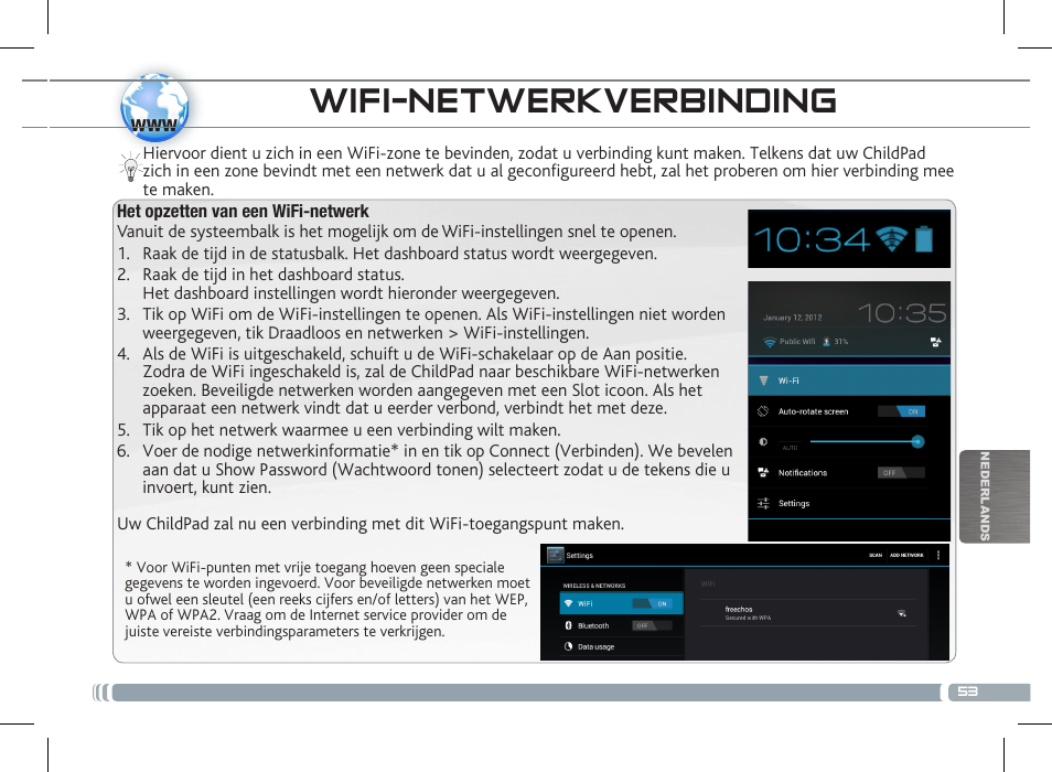 Wifi-netwerkverbinding, Beschrijving childpad | ARNOVA ChildPadUser Guide User Manual | Page 53 / 71