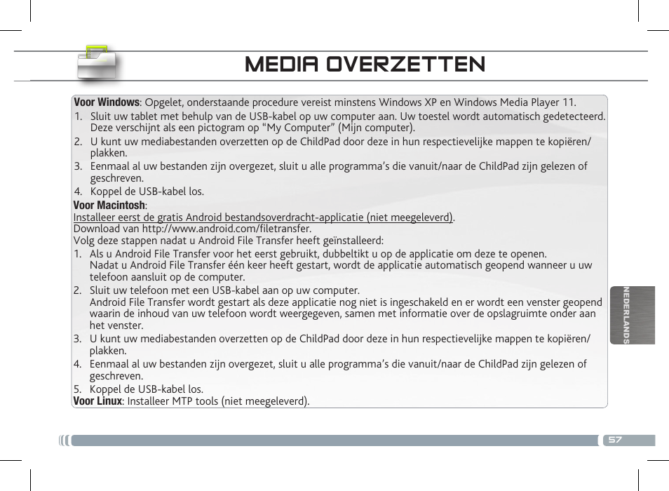 Media overzetten personaliseer uw childpad | ARNOVA ChildPadUser Guide User Manual | Page 57 / 71
