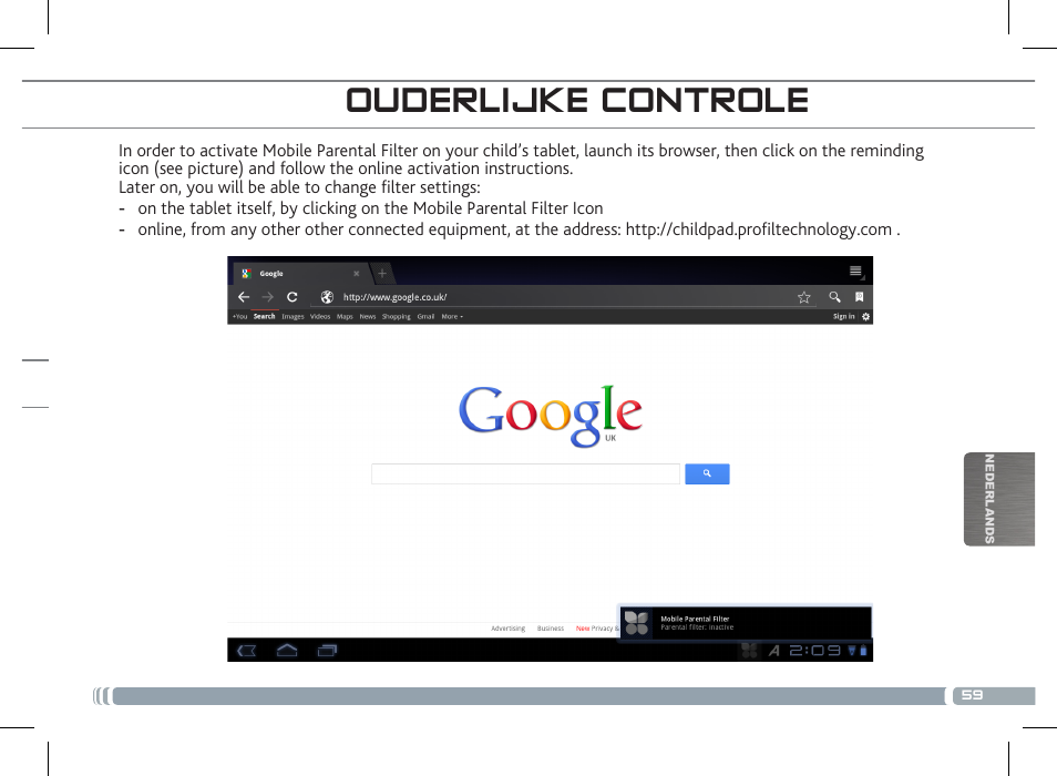 Ouderlijke controle uw childpad registreren | ARNOVA ChildPadUser Guide User Manual | Page 59 / 71