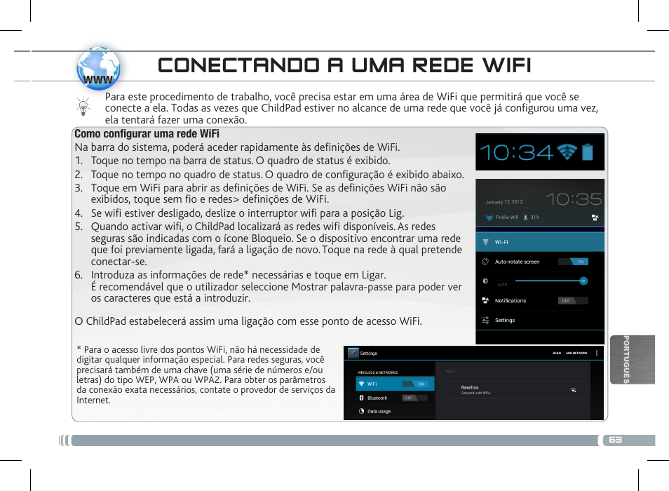 Conectando a uma rede wifi | ARNOVA ChildPadUser Guide User Manual | Page 63 / 71
