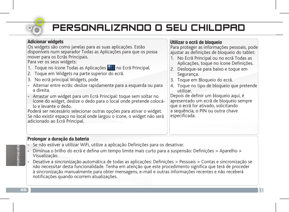 Personalizando o seu childpad | ARNOVA ChildPadUser Guide User Manual | Page 66 / 71