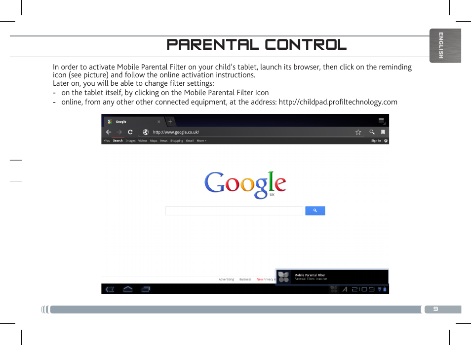 Parental control register your childpad | ARNOVA ChildPadUser Guide User Manual | Page 9 / 71