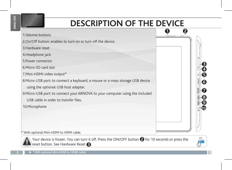 Description of the device | ARNOVA FamilyPad User Manual | Page 2 / 66