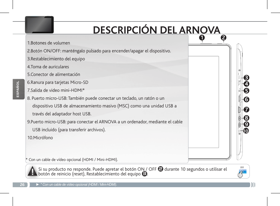 Descripción del arnova | ARNOVA FamilyPad User Manual | Page 26 / 66