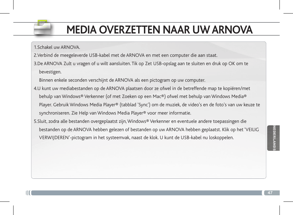 Media overzetten naar uw arnova | ARNOVA FamilyPad User Manual | Page 47 / 66