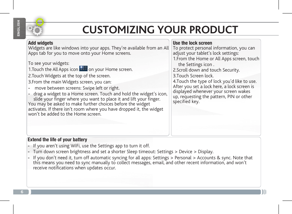 Customizing your product | ARNOVA FamilyPad User Manual | Page 6 / 66