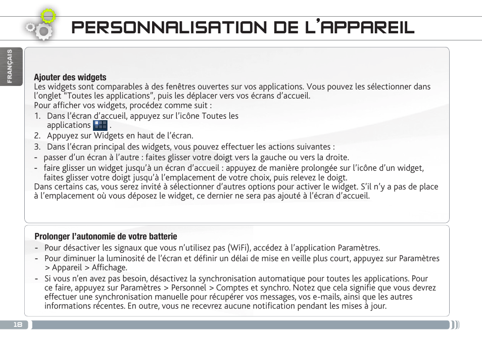 Personnalisation de l’appareil | ARNOVA GBOOK User Manual | Page 18 / 82
