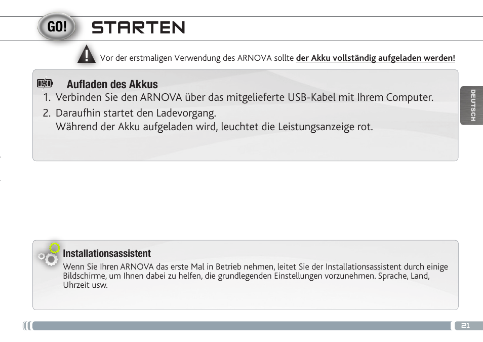 Starten | ARNOVA GBOOK User Manual | Page 21 / 82