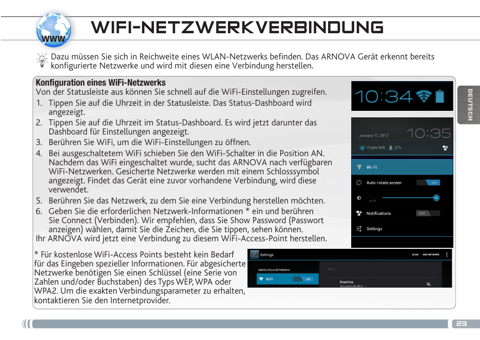 Wifi-netzwerkverbindung | ARNOVA GBOOK User Manual | Page 23 / 82