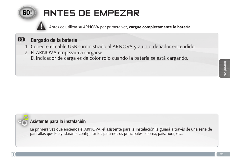 Antes de empezar | ARNOVA GBOOK User Manual | Page 31 / 82