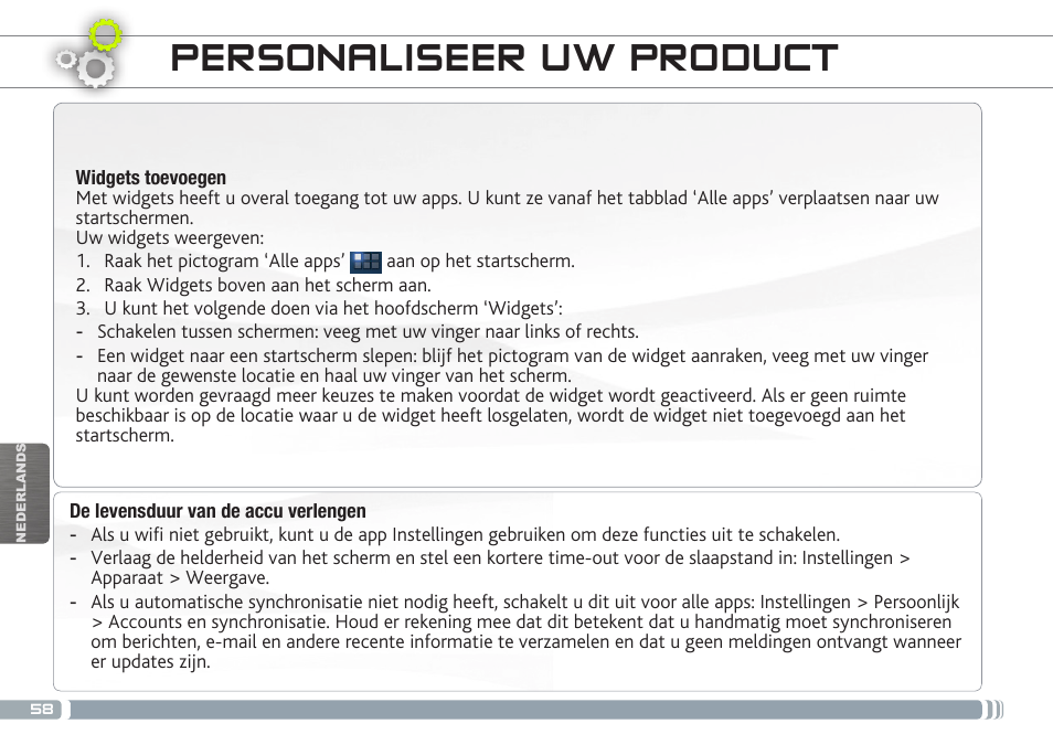 Personaliseer uw product | ARNOVA GBOOK User Manual | Page 58 / 82