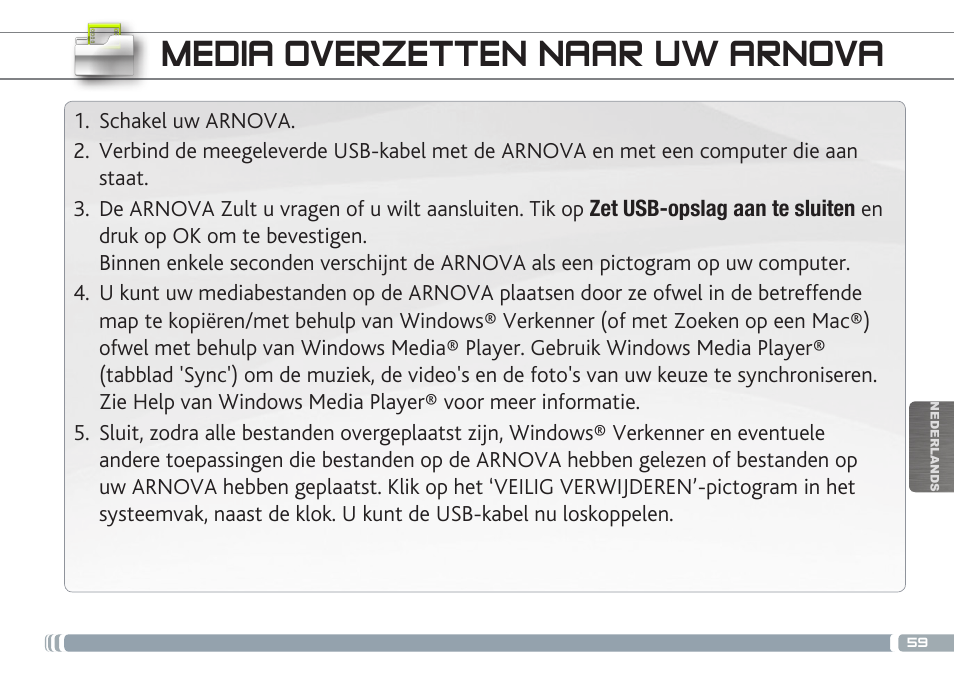 Media overzetten naar uw arnova | ARNOVA GBOOK User Manual | Page 59 / 82