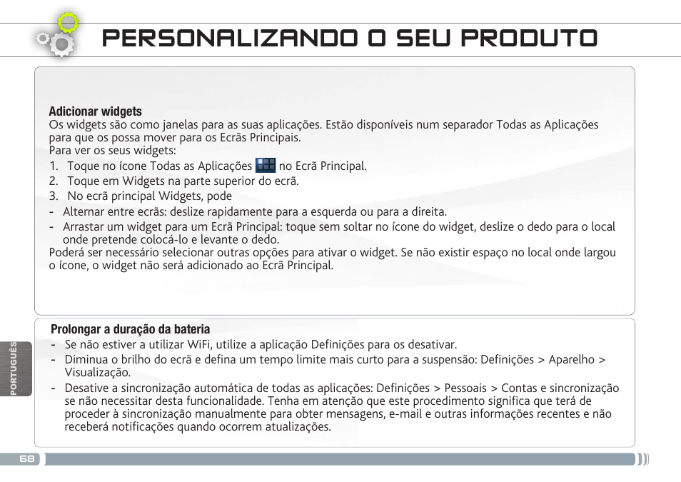 Personalizando o seu produto | ARNOVA GBOOK User Manual | Page 68 / 82