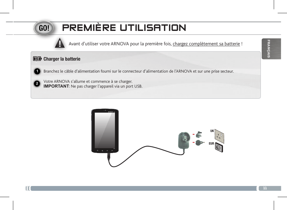 Première utilisation | ARNOVA 7c G2 User Manual | Page 11 / 57
