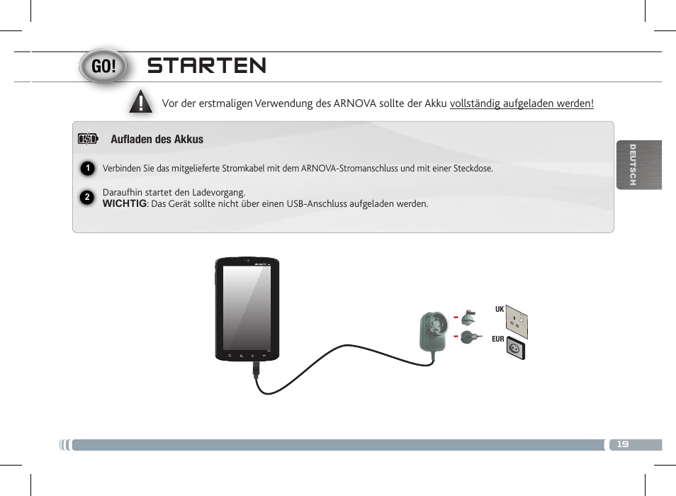 Starten | ARNOVA 7c G2 User Manual | Page 19 / 57