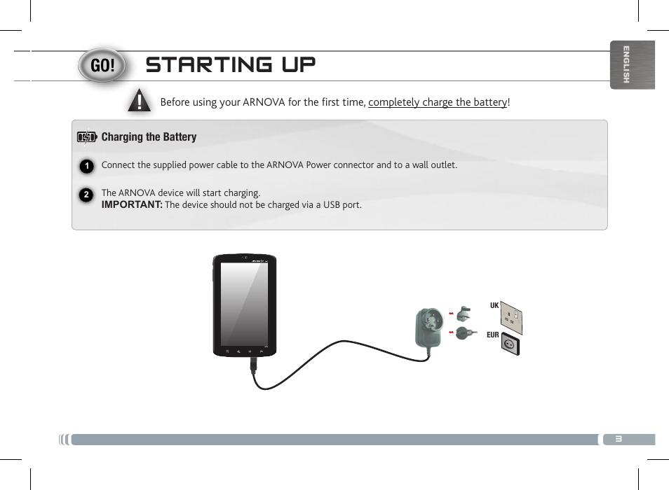 Starting up | ARNOVA 7c G2 User Manual | Page 3 / 57