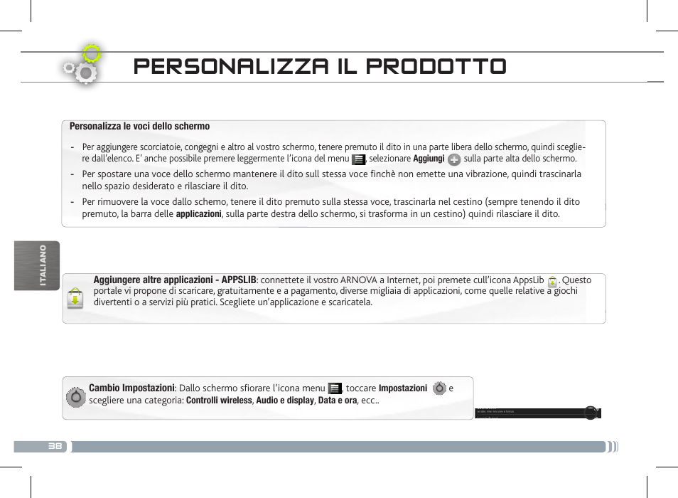 Personalizza il prodotto | ARNOVA 7c G2 User Manual | Page 38 / 57