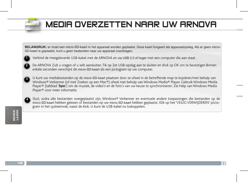 Media overzetten naar uw arnova | ARNOVA 7c G2 User Manual | Page 48 / 57