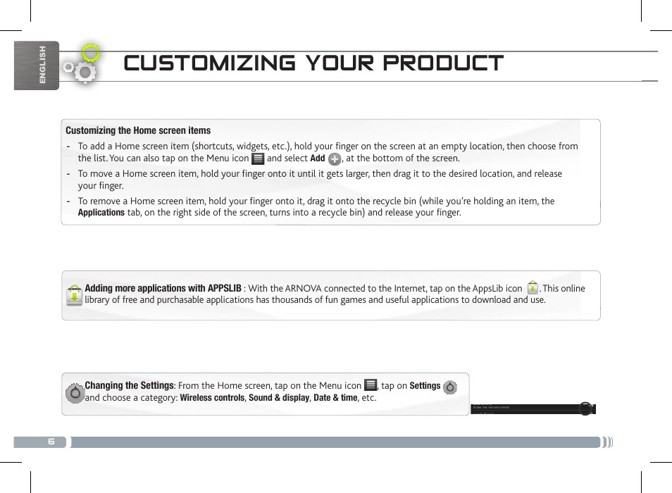 Customizing your product | ARNOVA 7c G2 User Manual | Page 6 / 57
