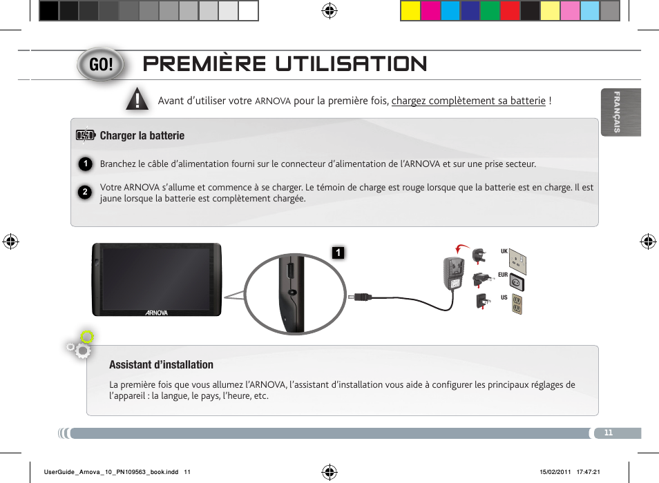 Première utilisation | ARNOVA 10 User Manual | Page 11 / 48