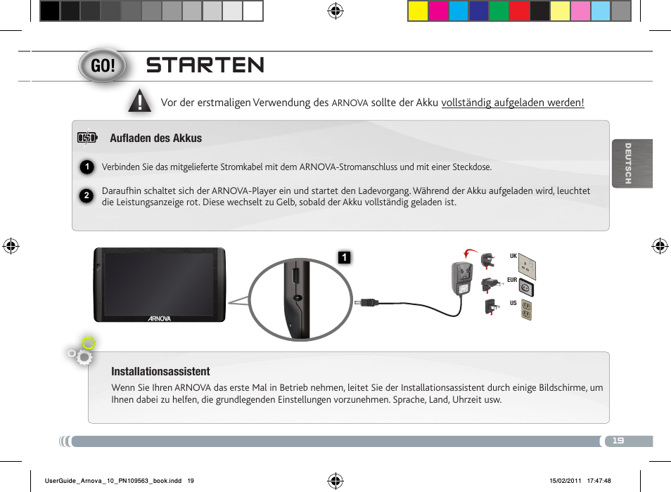 Starten | ARNOVA 10 User Manual | Page 19 / 48