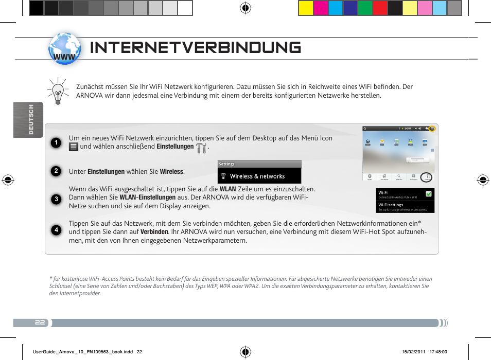 Internetverbindung | ARNOVA 10 User Manual | Page 22 / 48