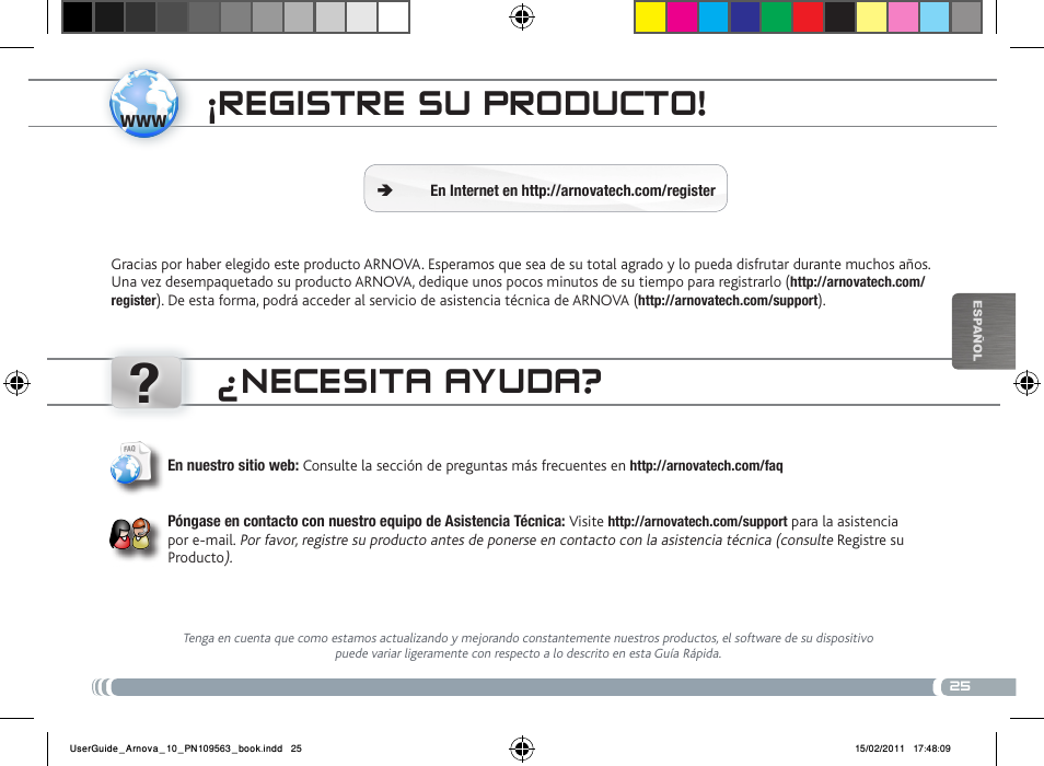 Übertragen von mediadateien, Registre su producto, Necesita ayuda | ARNOVA 10 User Manual | Page 25 / 48