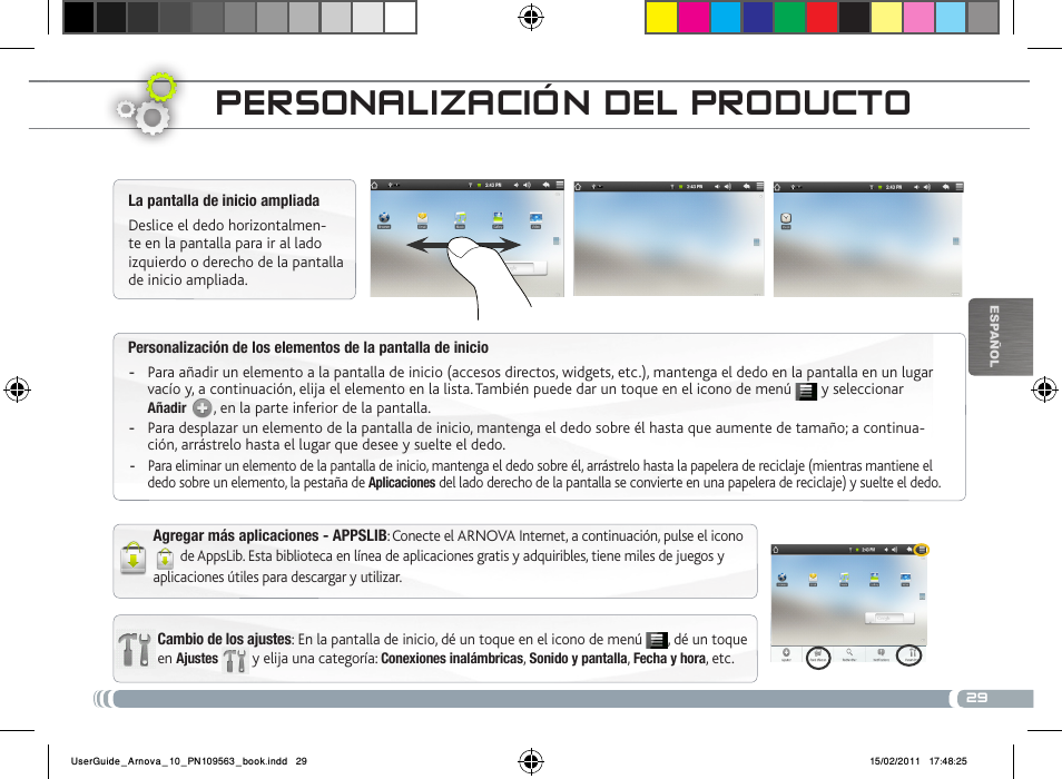 Personalización del producto | ARNOVA 10 User Manual | Page 29 / 48