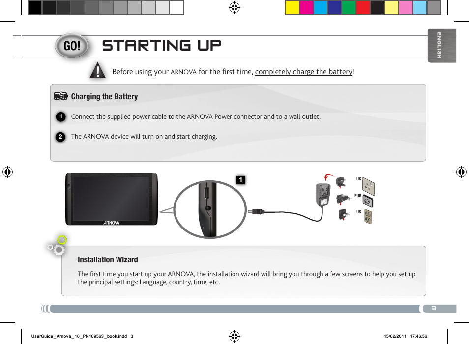 Starting up | ARNOVA 10 User Manual | Page 3 / 48