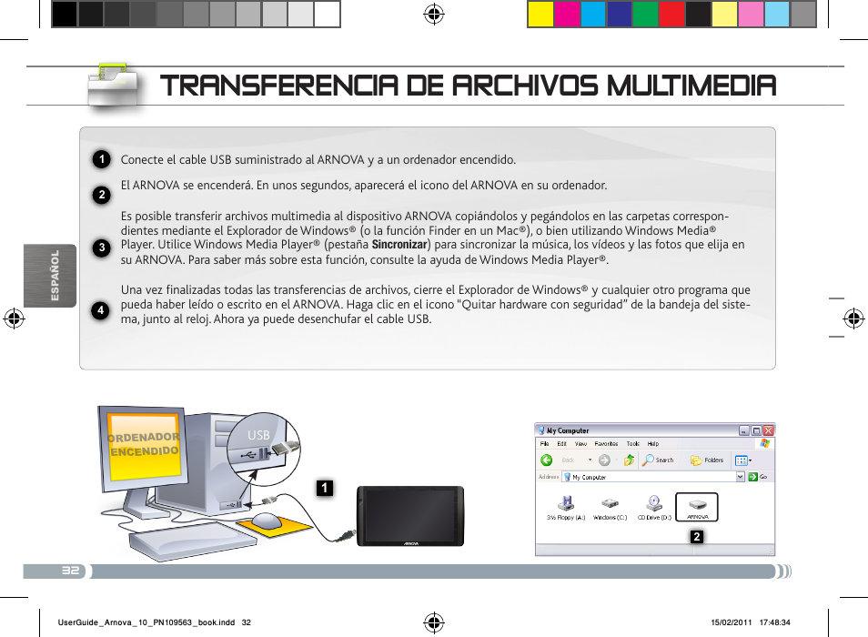 Transferencia de archivos multimedia | ARNOVA 10 User Manual | Page 32 / 48