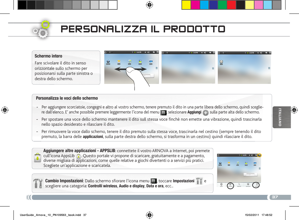 Personalizza il prodotto | ARNOVA 10 User Manual | Page 37 / 48