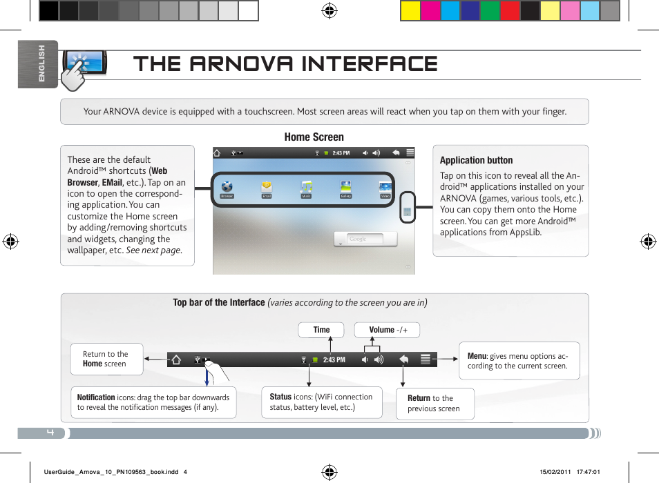 The arnova interface | ARNOVA 10 User Manual | Page 4 / 48