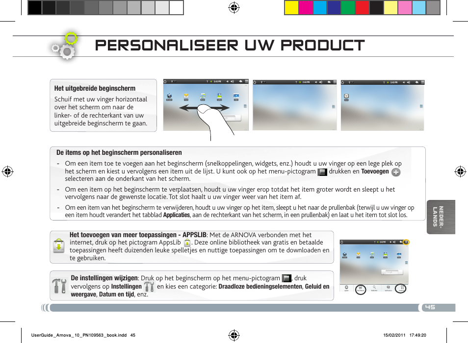 Personaliseer uw product | ARNOVA 10 User Manual | Page 45 / 48