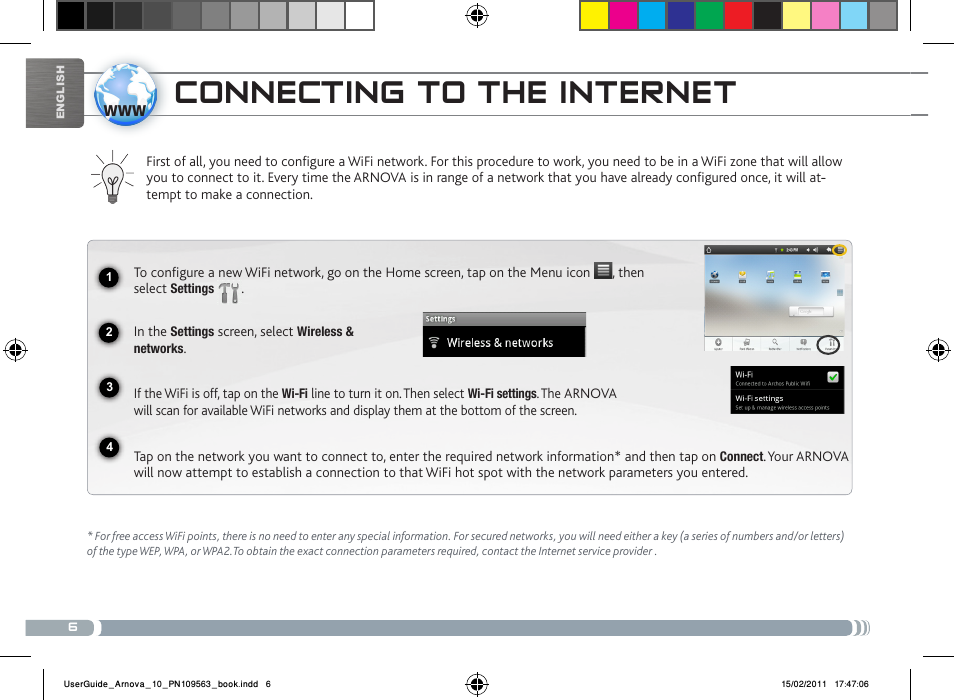 Connecting to the internet | ARNOVA 10 User Manual | Page 6 / 48