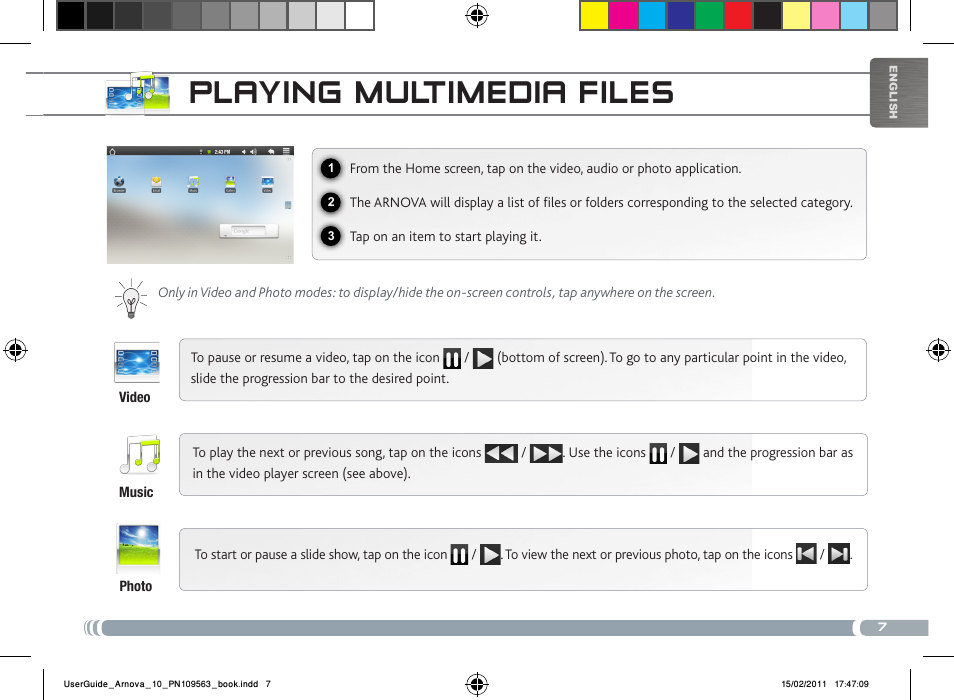 Playing multimedia files | ARNOVA 10 User Manual | Page 7 / 48