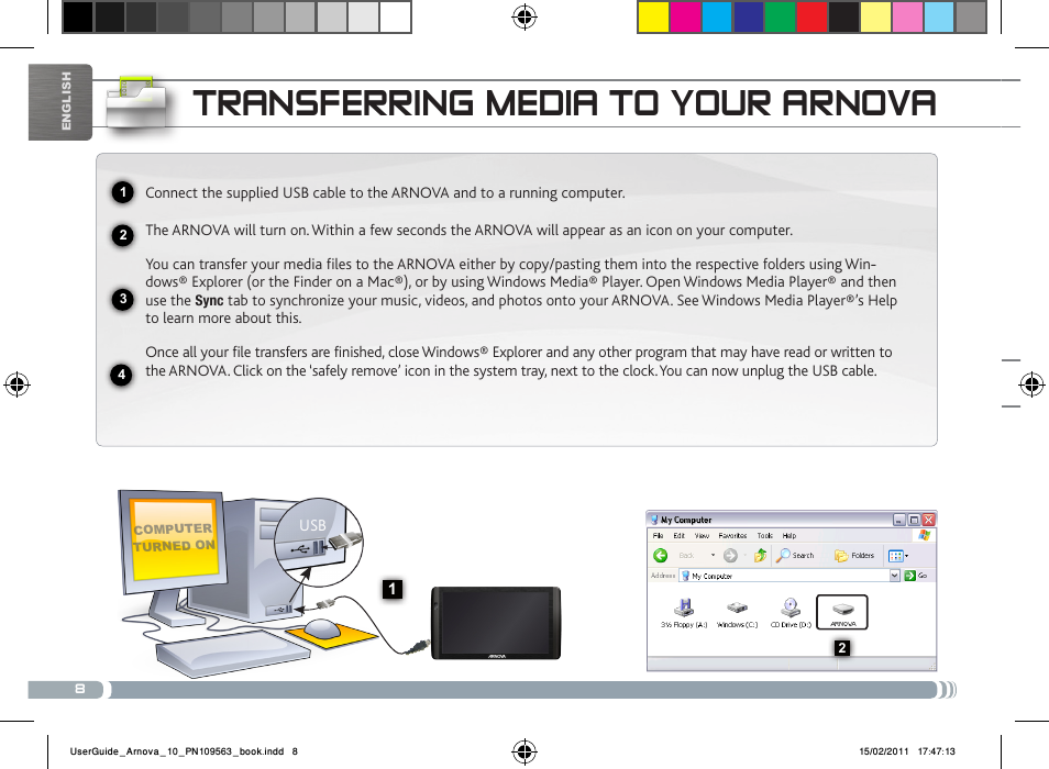 Transferring media to your arnova | ARNOVA 10 User Manual | Page 8 / 48