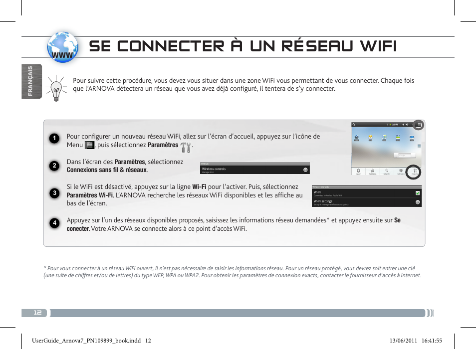 Se connecter à un réseau wifi | ARNOVA 7 User Manual | Page 12 / 49