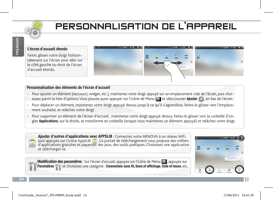 Personnalisation de l’appareil | ARNOVA 7 User Manual | Page 14 / 49