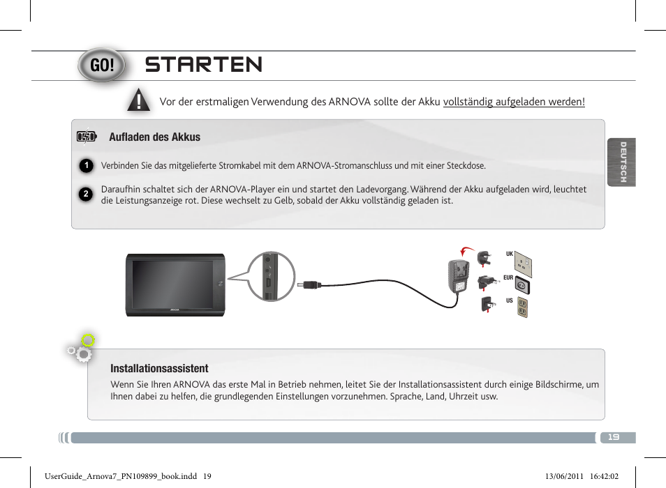 Starten | ARNOVA 7 User Manual | Page 19 / 49