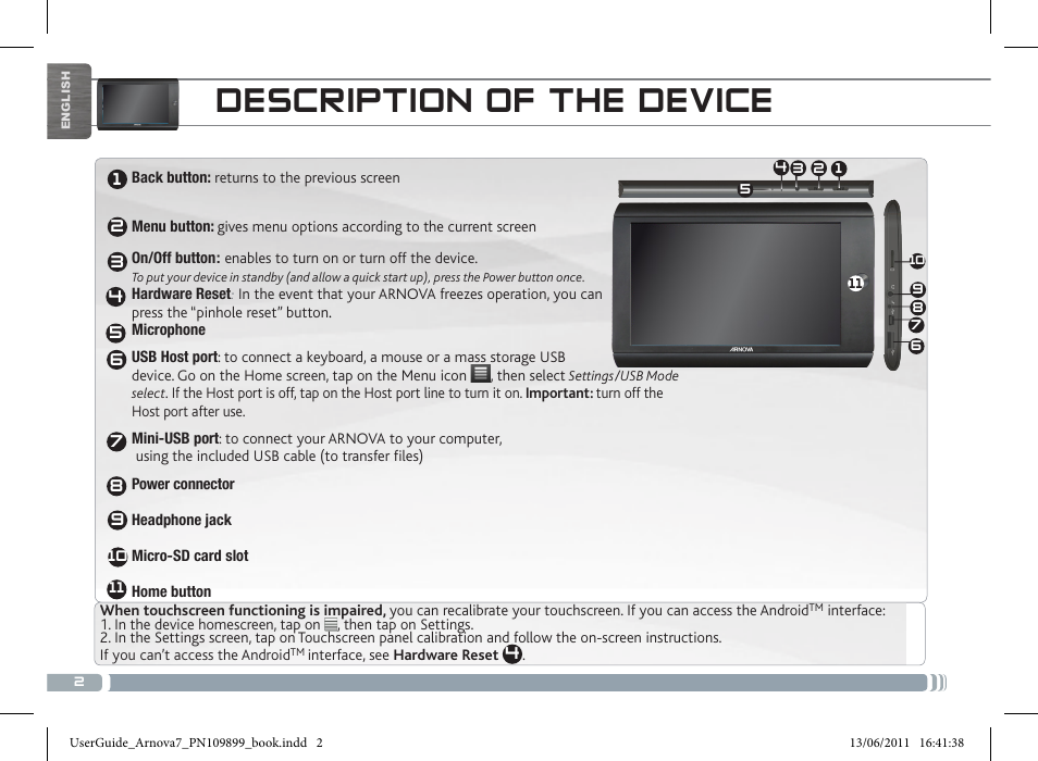 Description of the device | ARNOVA 7 User Manual | Page 2 / 49