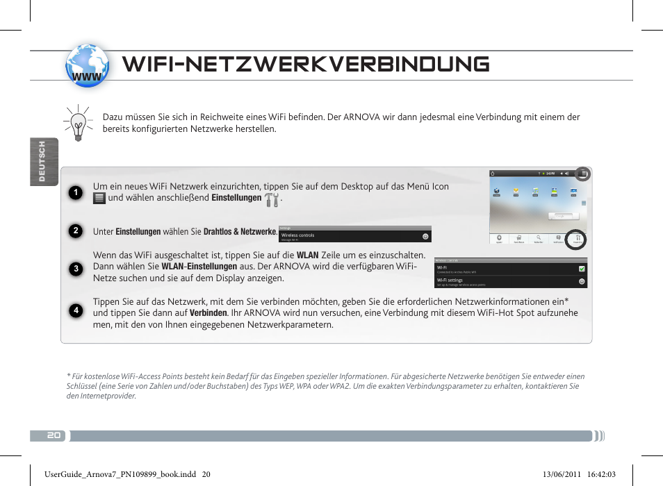 Wifi-netzwerkverbindung | ARNOVA 7 User Manual | Page 20 / 49