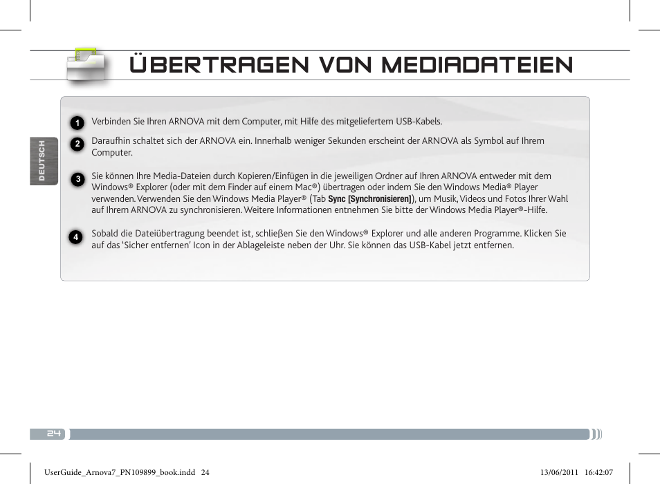 Übertragen von mediadateien | ARNOVA 7 User Manual | Page 24 / 49
