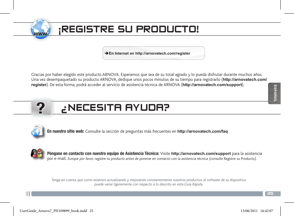 Übertragen von mediadateien, Registre su producto, Necesita ayuda | ARNOVA 7 User Manual | Page 25 / 49