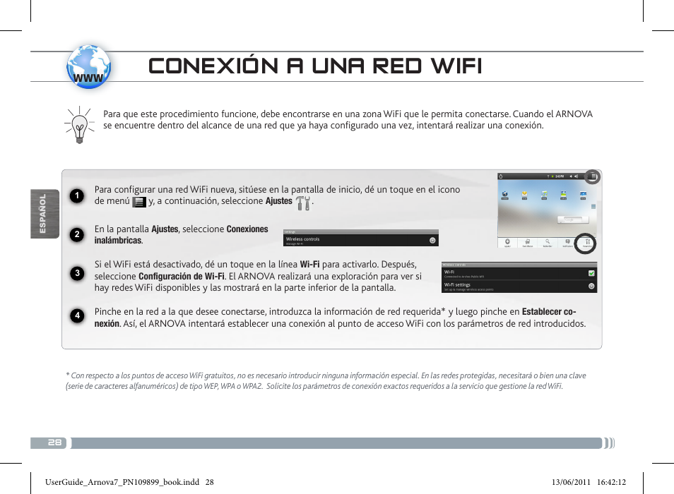 Conexión a una red wifi | ARNOVA 7 User Manual | Page 28 / 49