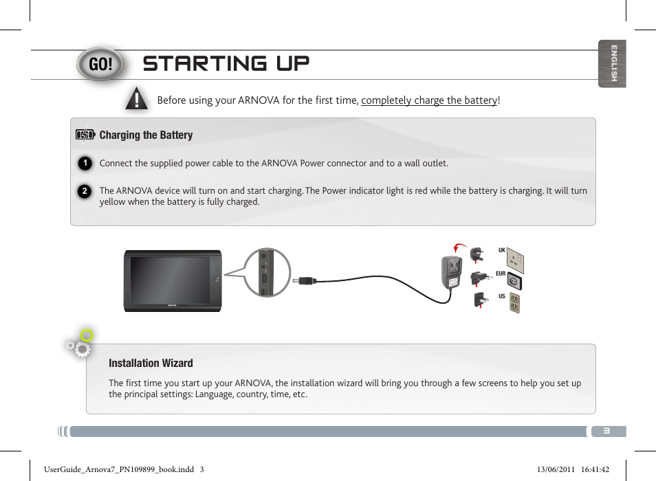 Starting up | ARNOVA 7 User Manual | Page 3 / 49